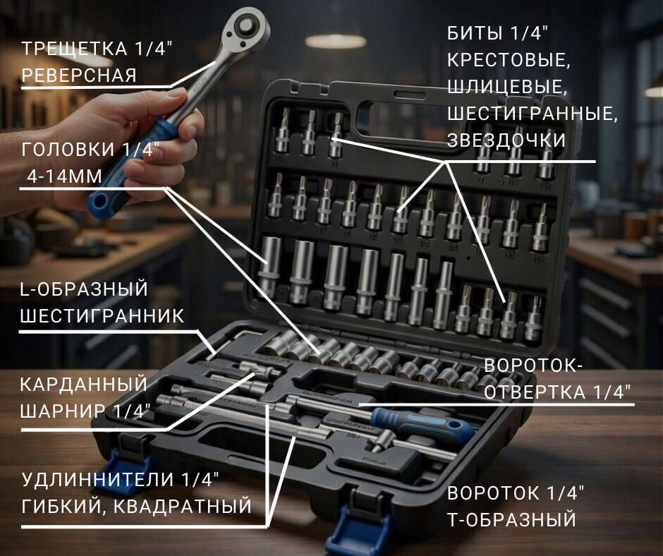 Набор инструментов для дома и автомобиля 53 предмета в кейсе